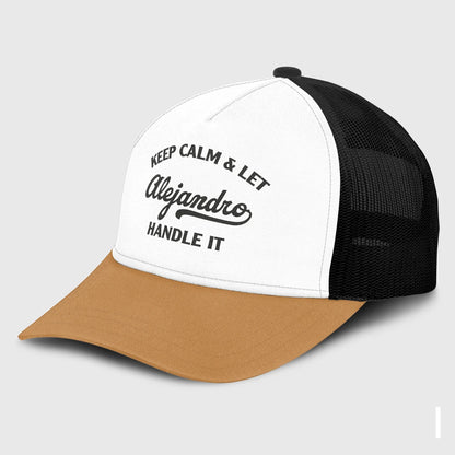 Keep Calm & Let Your Name Handle It Yellow And White Mesh Cap ALEJANDRO 13K1 C205PF