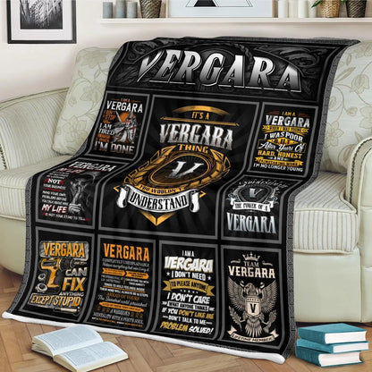 VERGARA Personalized Blanket | Custom Name Cozy Throw Gift 13K5-BK2