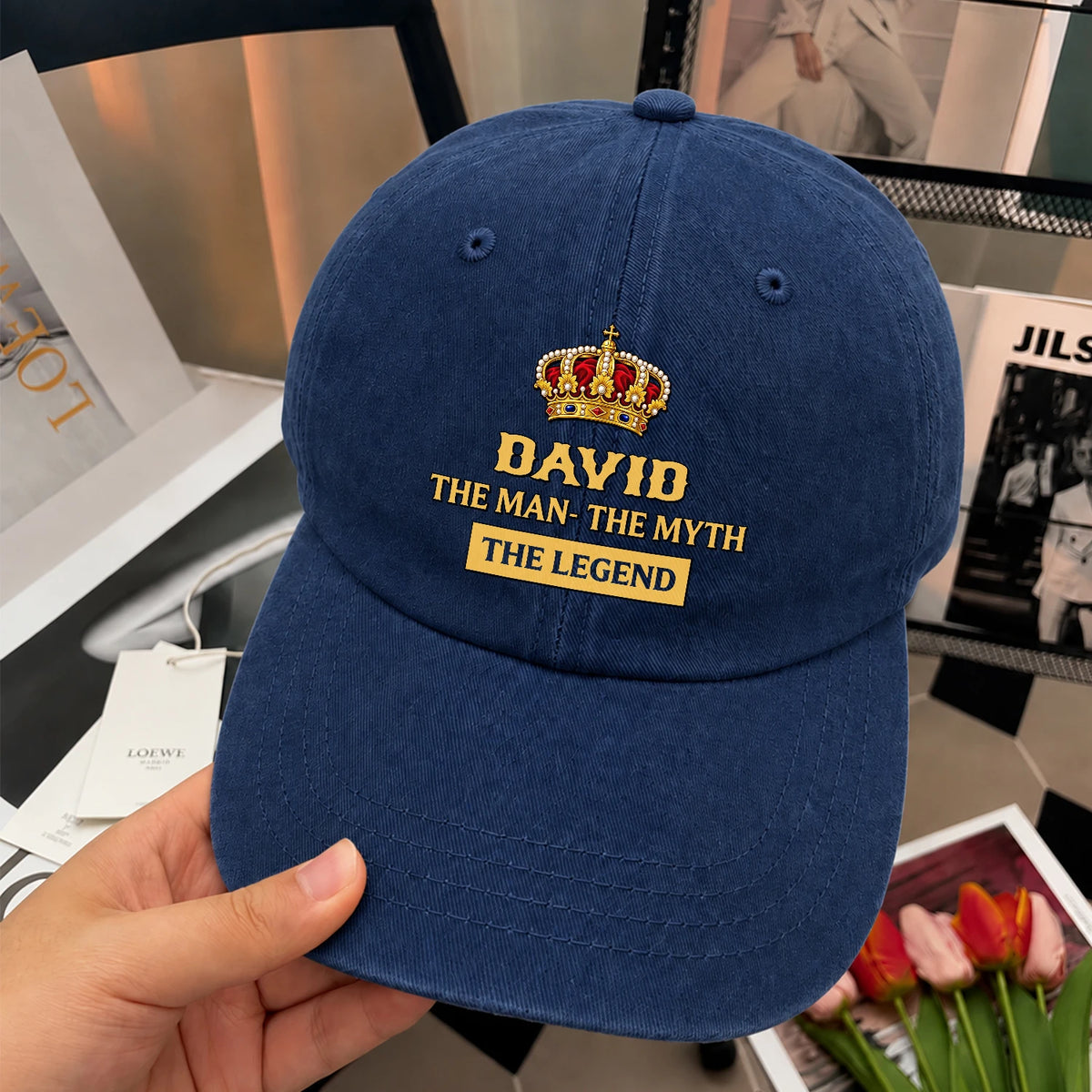 The Man The Myth The Legend King Crown Washed Cap DAVID 13K1 C146PF