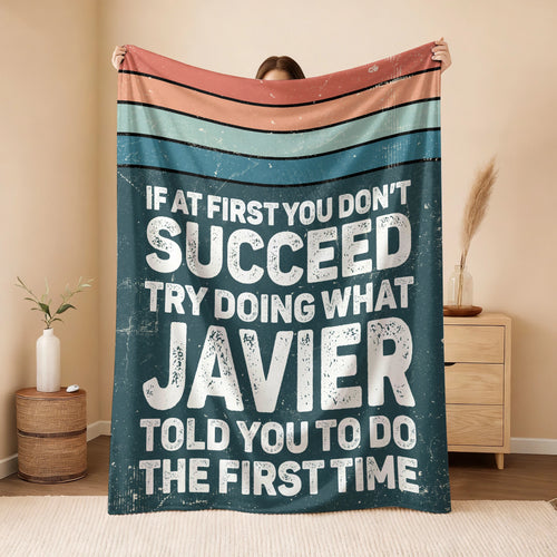 If At First You Don’t Succeed Retro Green Fleece Blanket JAVIER 13K1 BK29