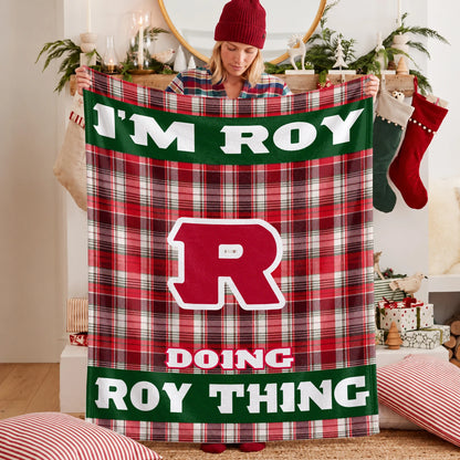 I'm Name Doing Name Things Red Plaid Fleece Blanket ROY 13K1 BK49