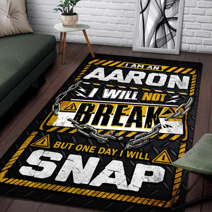 AARON Motivational Rug – Black & Yellow Quote Carpet for Living Room 13K1-AR1