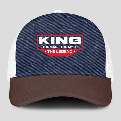 The Man The Myth The Legend Navy Brown And White Mesh Cap KING 13K1 C200PF