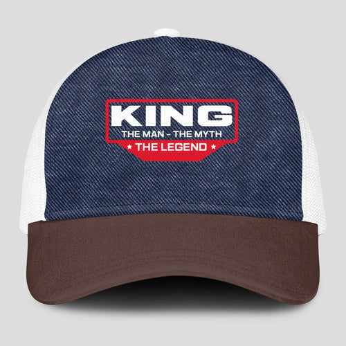 The Man The Myth The Legend Navy Brown And White Mesh Cap KING 13K1 C200PF