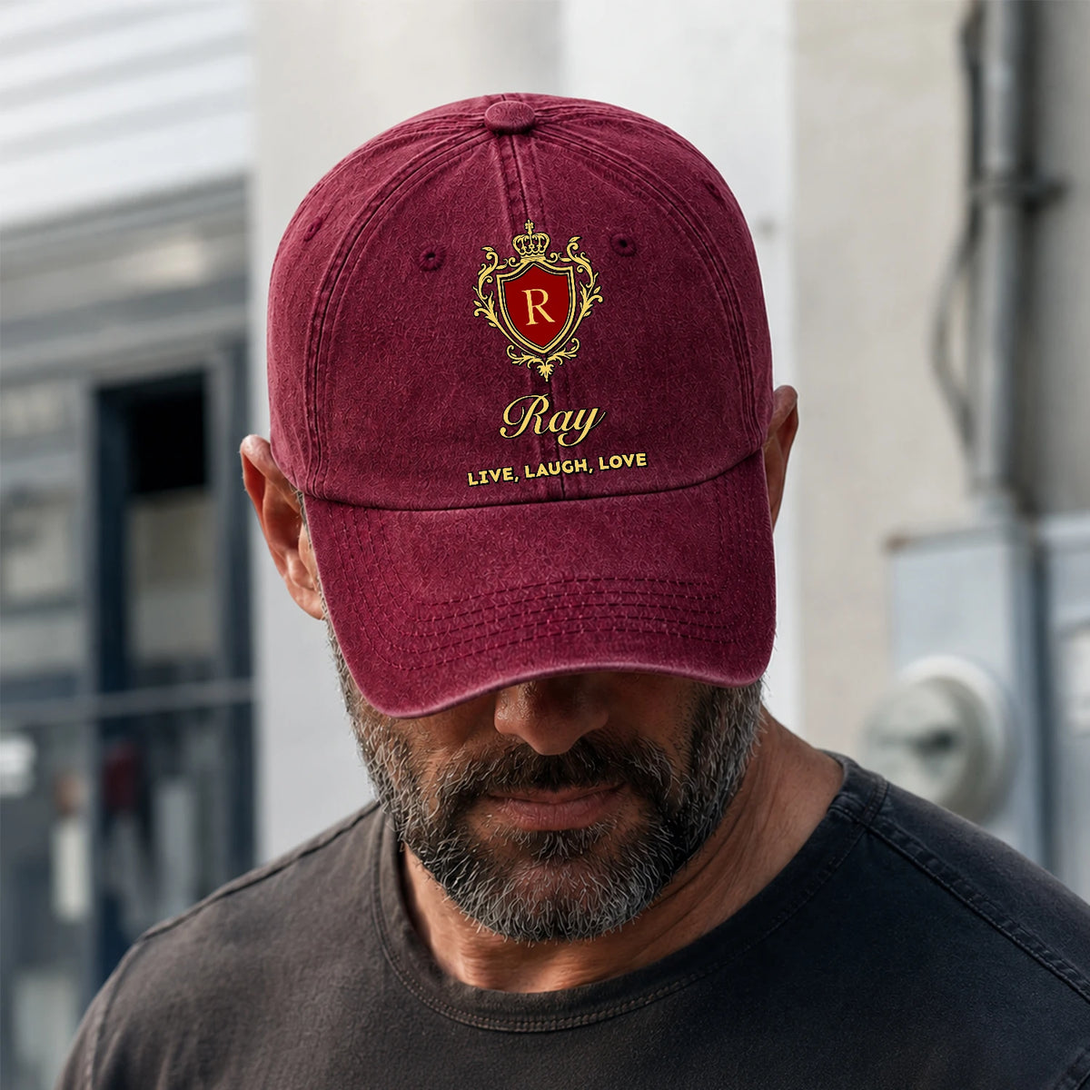 Live Laugh Love Luxury Burgundy Washed Cap RAY 13K1 C119PF