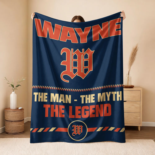 The Man The Myth The Legend Retro Fleece Blanket WAYNE 13K1 BK53