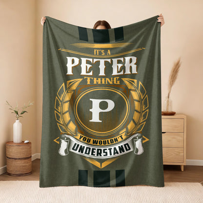 It's A Your Name Thing Olive Green Logo Fleece Blanket PETER 13K1 BK31