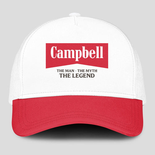 The Man The Myth The Legend Red And White Mesh Cap CAMPBELL 13K1 C197PF