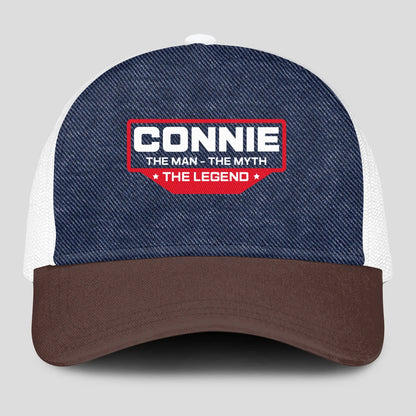 The Man The Myth The Legend Navy Brown And White Mesh Cap CONNIE 13K1 C200PF