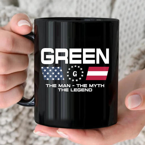 The Man The Myth The Legend Us Flag Mug GREEN 13K1 MG23