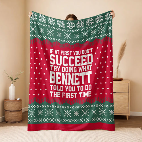 If At First You Don’t Succeed Red Green Christmas Fleece Blanket BENNETT 13K1 BK28