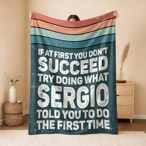 If At First You Don’t Succeed Retro Green Fleece Blanket SERGIO 13K1 BK29