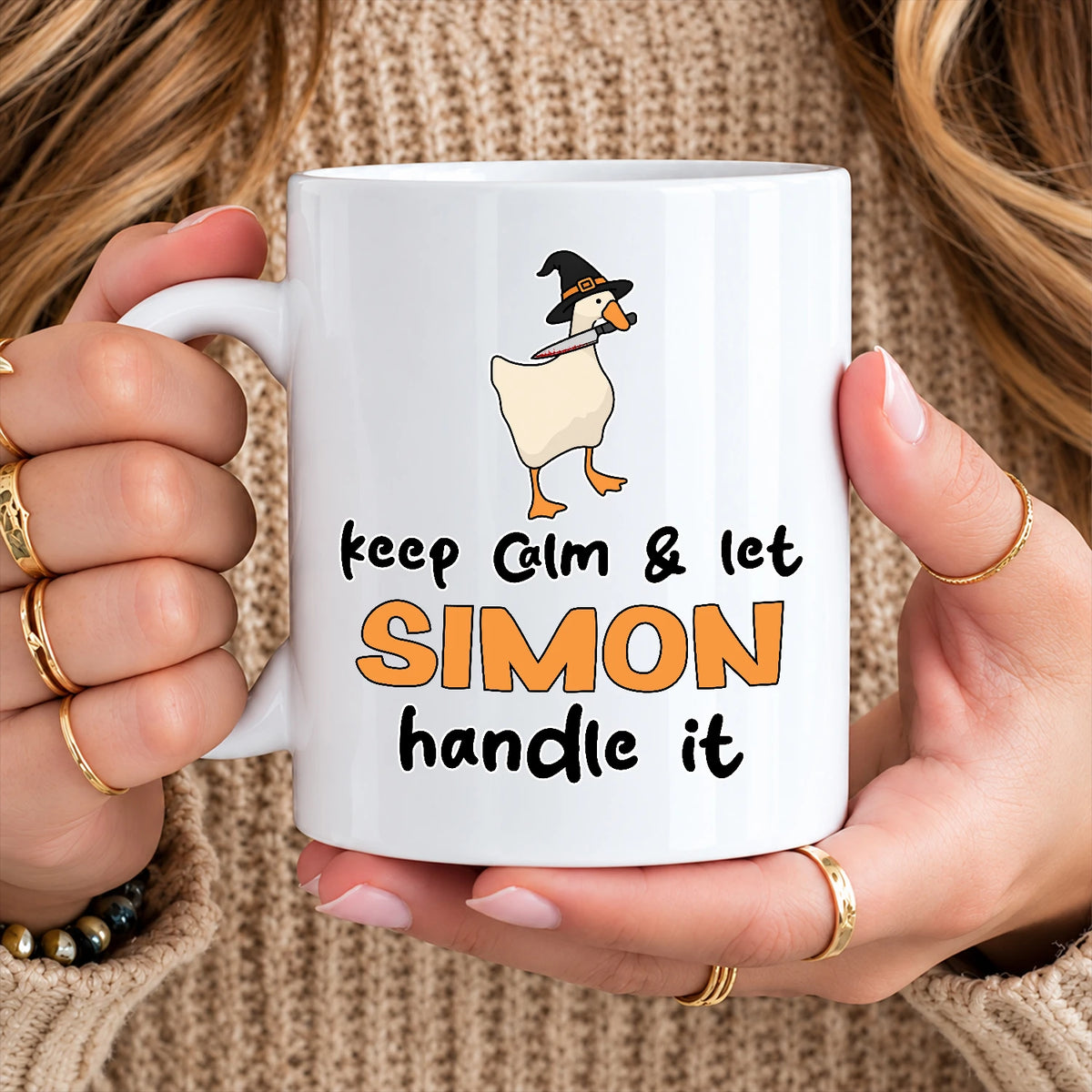 Keep Calm & Let Your Name Handle It Funny Witch Goose Mug SIMON 13K1 MG01