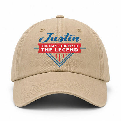 The Man The Myth The Legend Logo Washed Cap JUSTIN 13K1 C37PF