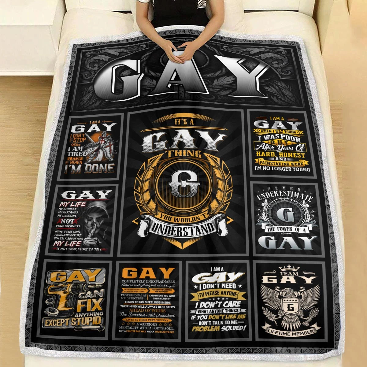 GAY Personalized Blanket | Custom Name Cozy Throw Gift 13K5-BK2