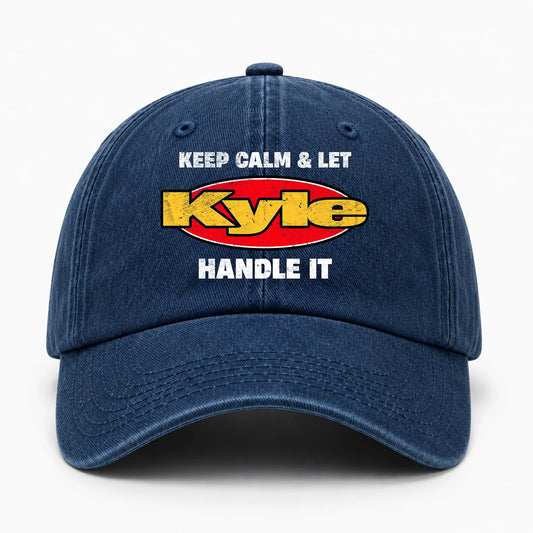 Keep Calm & Let Your Name Handle It Yellow And Red Logo Washed Cap KYLE 13K1 C172PF