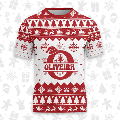 OLIVEIRA Personalized Christmas T-Shirt Pajama Set - Holiday Gift Outfit 13K1-CR2