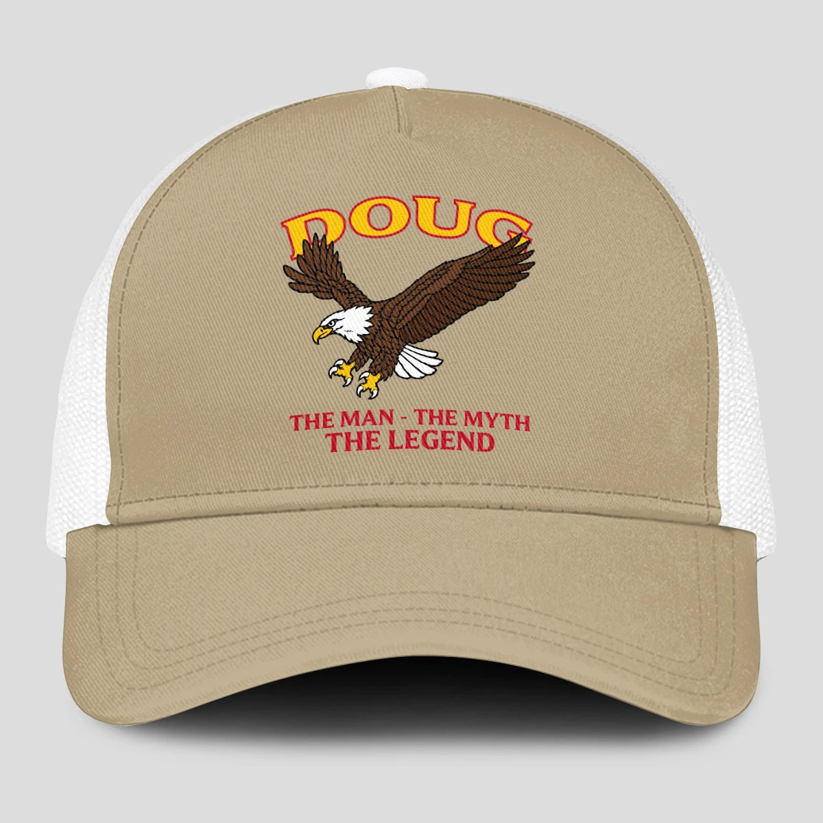 The Man The Myth The Legend Eagle Khaki Mesh Cap DOUG 13K1 C210PF