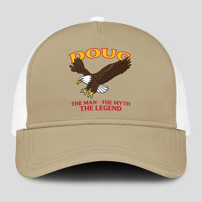 The Man The Myth The Legend Eagle Khaki Mesh Cap DOUG 13K1 C210PF