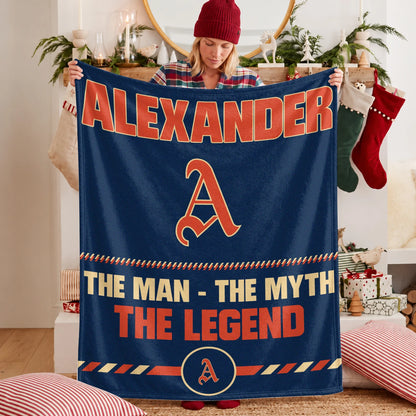 The Man The Myth The Legend Retro Fleece Blanket ALEXANDER 13K1 BK53