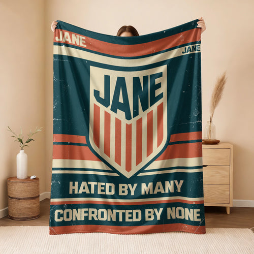 Hated By Many Confronted By None Retro Fleece Blanket JANE 13K1 BK58