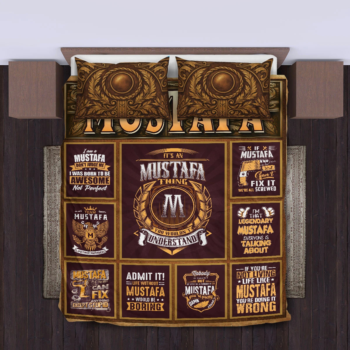 MUSTAFA Limited Edition Personalized Bedding Set 13K1-BS3