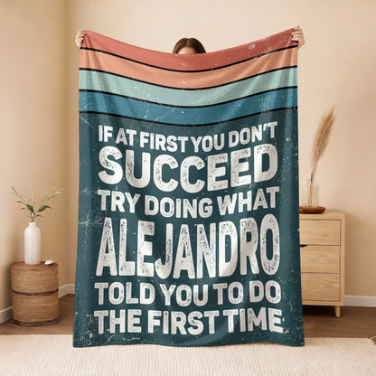 If At First You Don’t Succeed Retro Green Fleece Blanket ALEJANDRO 13K1 BK29