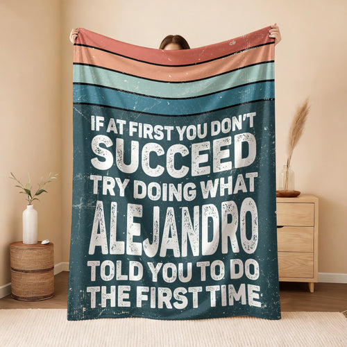 If At First You Don’t Succeed Retro Green Fleece Blanket ALEJANDRO 13K1 BK29