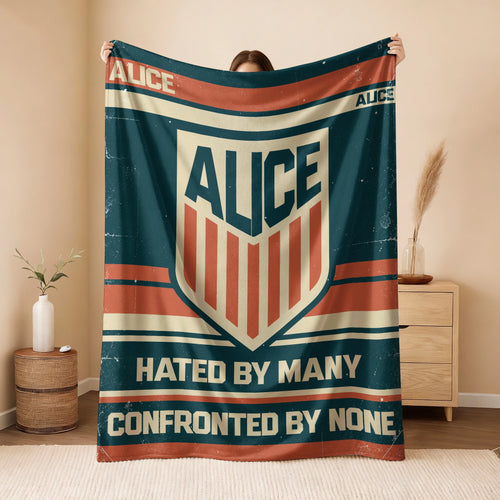 Hated By Many Confronted By None Retro Fleece Blanket ALICE 13K1 BK58