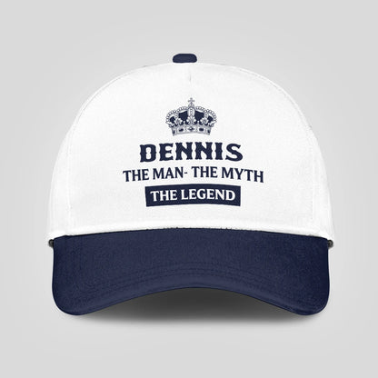 The Man The Myth The Legend King Crown Blue And White Cap DENNIS 13K1 C147PF