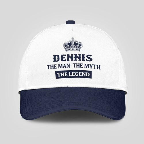 The Man The Myth The Legend King Crown Blue And White Cap DENNIS 13K1 C147PF