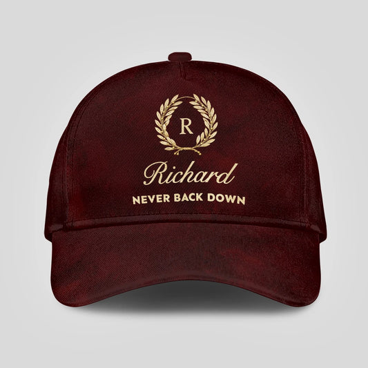 Never Back Down Golden Olive Burgundy Cap RICHARD 13K1 C177PF