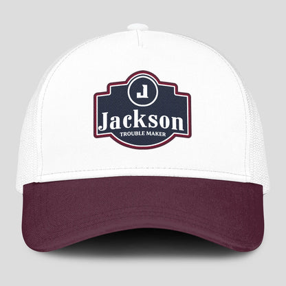 Trouble Maker Burgundy And White Funny Mesh Cap JACKSON 13K1 C201PF