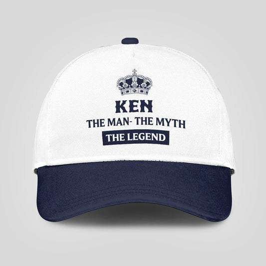 The Man The Myth The Legend King Crown Blue And White Cap KEN 13K1 C147PF