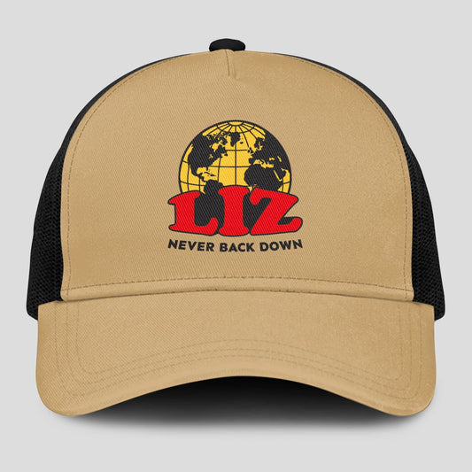 Never Back Down World Logo Khaki Mesh Cap LIZ 13K1 C212PF