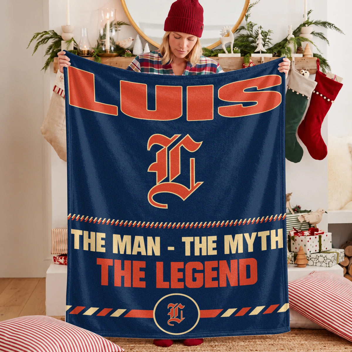 The Man The Myth The Legend Retro Fleece Blanket LUIS 13K1 BK53