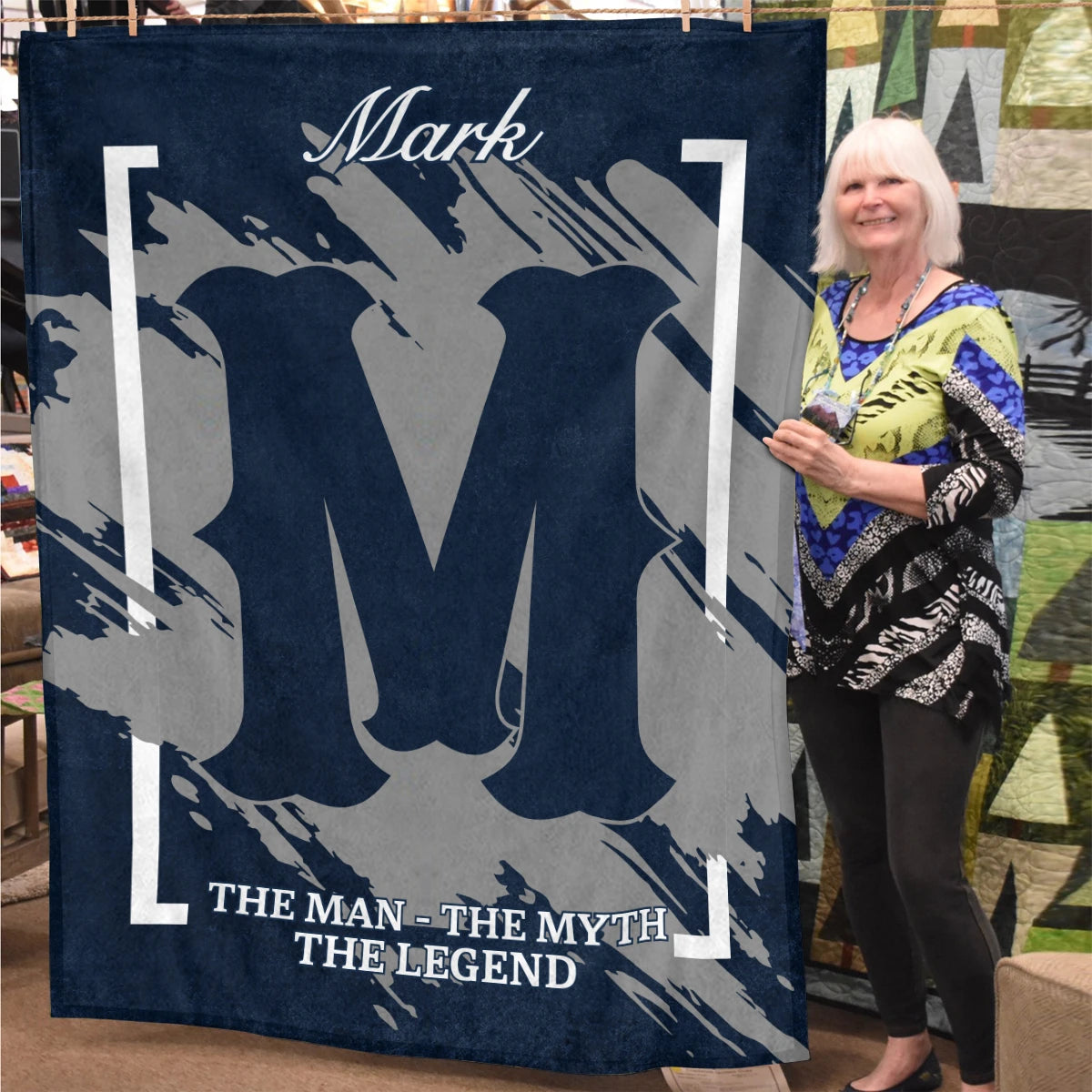 The Man The Myth The Legend Navy Baseball Fleece Blanket MARK 13K1 BK17