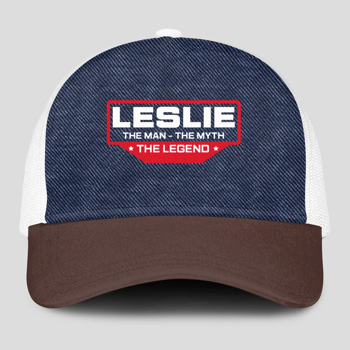 The Man The Myth The Legend Navy Brown And White Mesh Cap LESLIE 13K1 C200PF