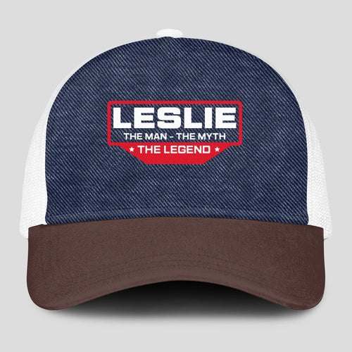 The Man The Myth The Legend Navy Brown And White Mesh Cap LESLIE 13K1 C200PF
