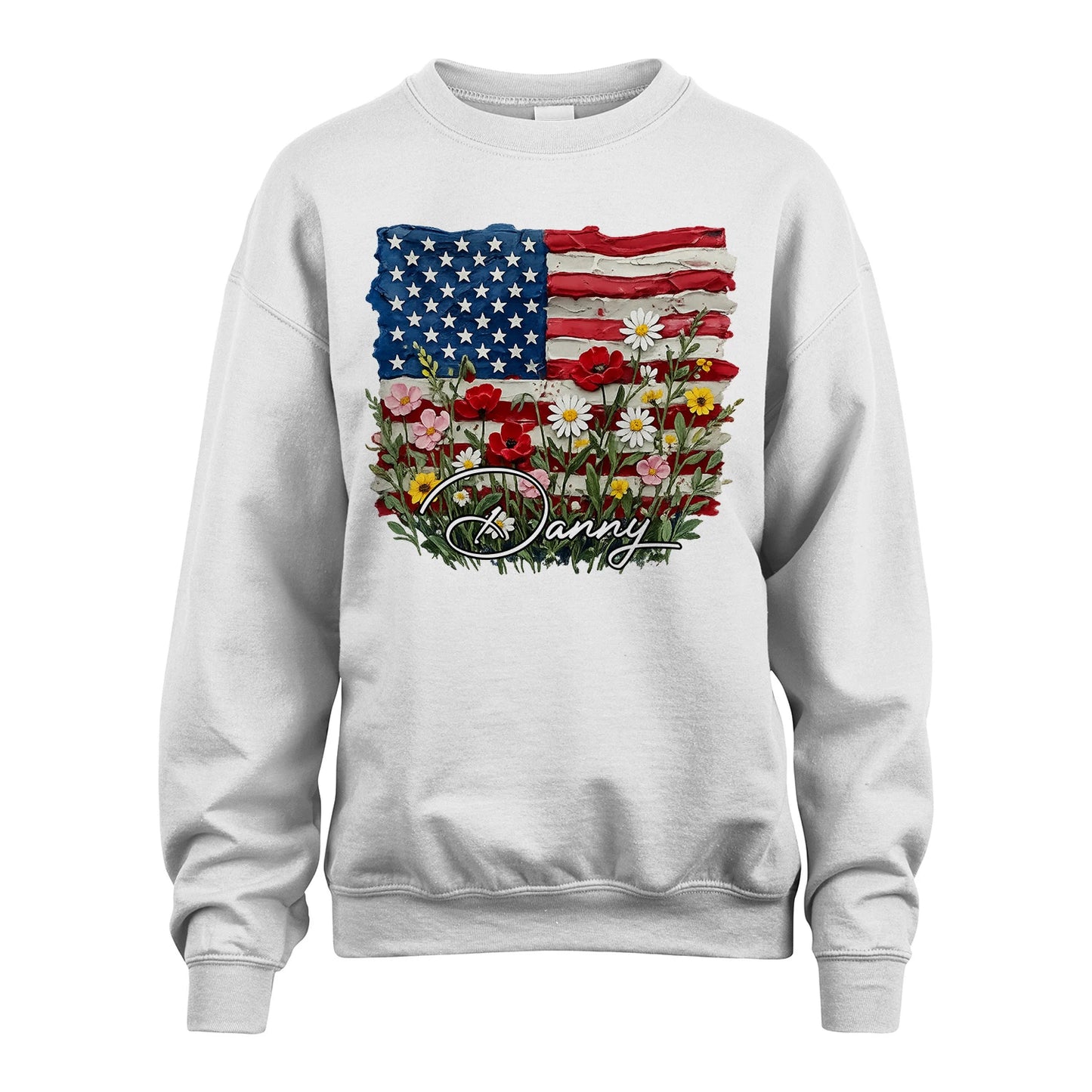 DANNY 13K1-549 Personalize Name - Design American flag and flowers