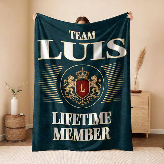 Team Your Name Lifetime Member Sage Green Fleece Blanket LUIS 13K1 BK42