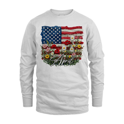 APRIL 13K1-549 Personalize Name - Design American flag and flowers