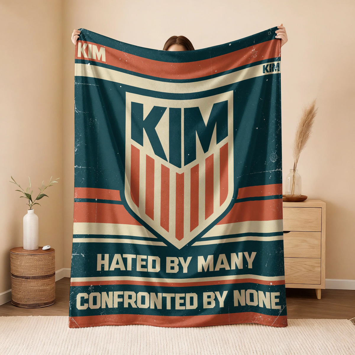 Hated By Many Confronted By None Retro Fleece Blanket KIM 13K1 BK58