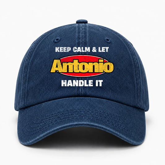Keep Calm & Let Your Name Handle It Yellow And Red Logo Washed Cap ANTONIO 13K1 C172PF