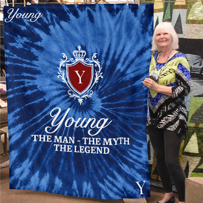 The Man The Myth The Legend Blue Waves Fleece Blanket YOUNG 13K1 BK11