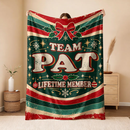 Team Your Name Lifetime Member Christmas Fleece Blanket PAT 13K1 BK52