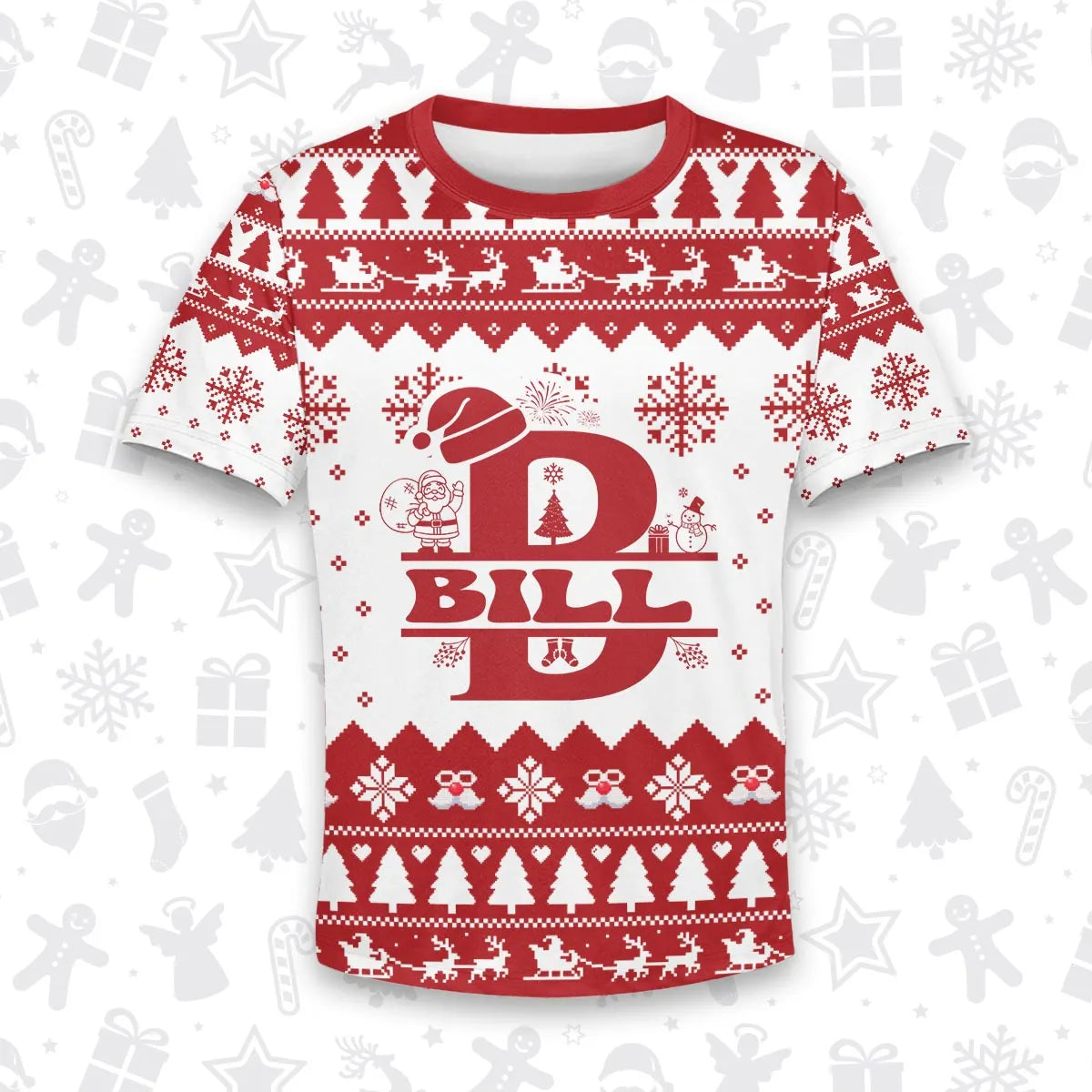 BILL Personalized Christmas T-Shirt Pajama Set - Holiday Gift Outfit 13K1-CR2