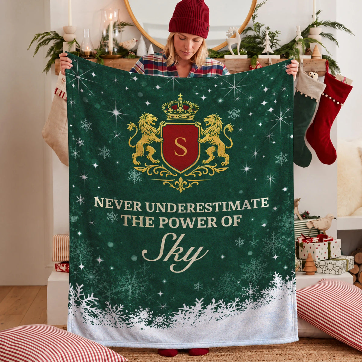 Never Underestimate Your Name Old Money Christmas Fleece Blanket SKY 13K1 BK26