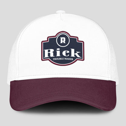 Trouble Maker Burgundy And White Funny Mesh Cap RICK 13K1 C201PF