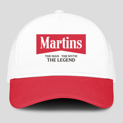 The Man The Myth The Legend Red And White Mesh Cap MARTINS 13K1 C197PF